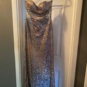 Tan sequined prom dress